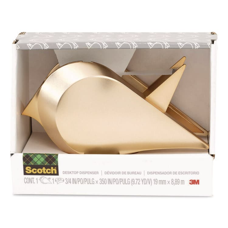 3M/COMMERCIAL TAPE DIV. Bird Desktop Tape Dispenser, 1" Core, Metallic Gold (MMMC48BIRDG)