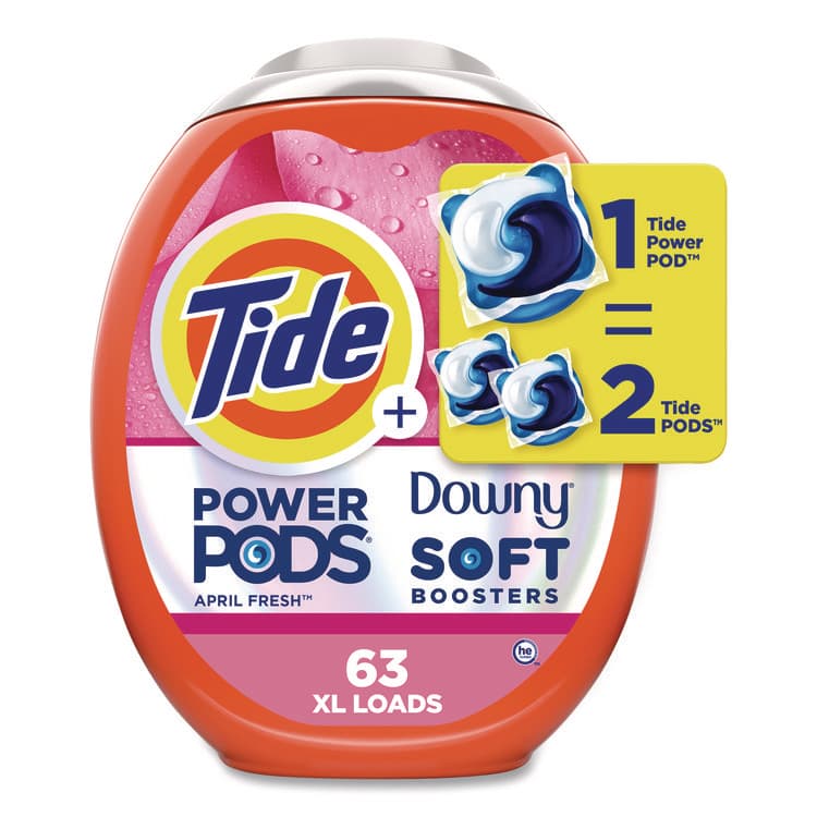 PROCTER & GAMBLE Power PODS Plus Downy Laundry Detergent, April Fresh Scent, 98 oz Tub, 63 Pods/Tub (PGC11807) thumbnail 2