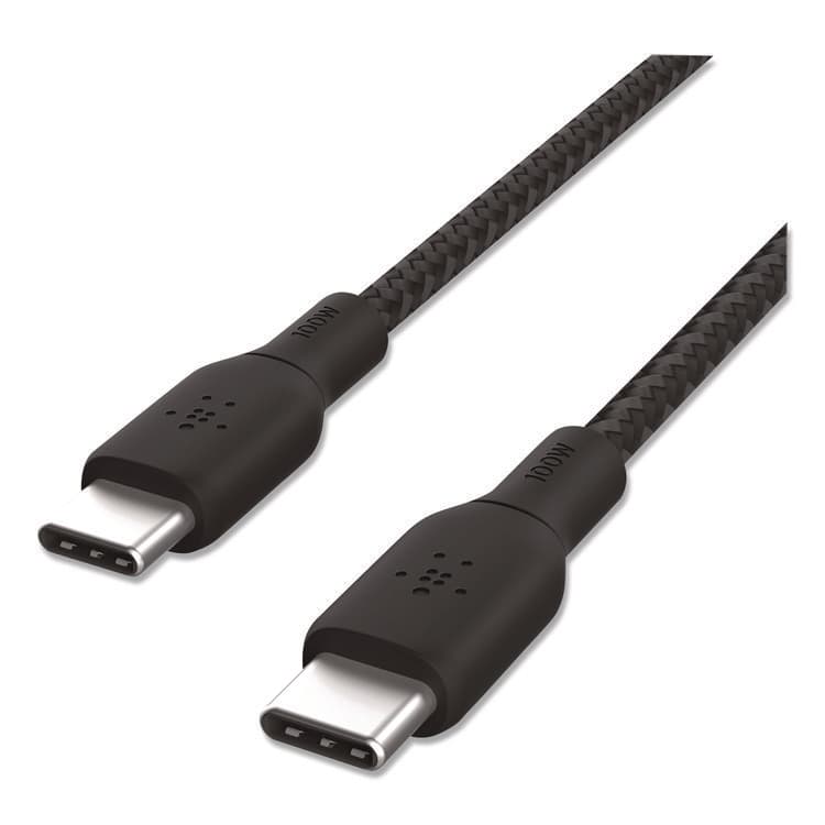 BELKIN COMPONENTS BOOST CHARGE Braided USB-C to USB-C Cable, 100 W Power Delivery, 6.6 ft, Black (BLKCAB014BT2MBK) thumbnail 2
