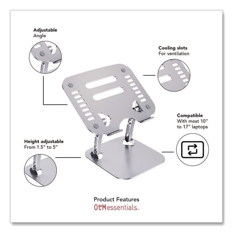CENTON ELECTRONICS . Adjustable Laptop Riser Stand, 10.62" x 9" x 1.5" to 5", Silver (CELOBA2A) thumbnail 3