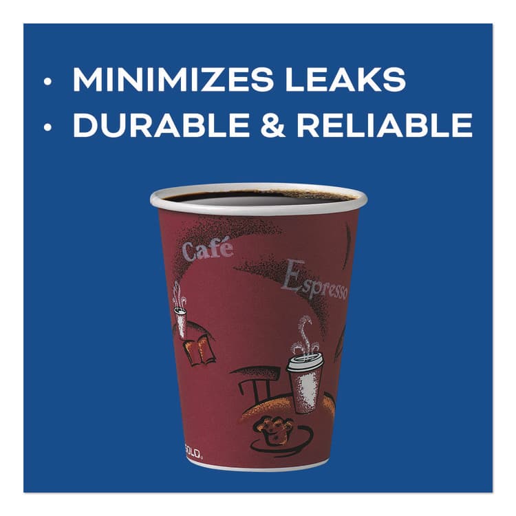 DART Paper Hot Drink Cups in Bistro Design, 12 oz, Maroon, 300/Carton (SCCOF12BI0041) thumbnail 4