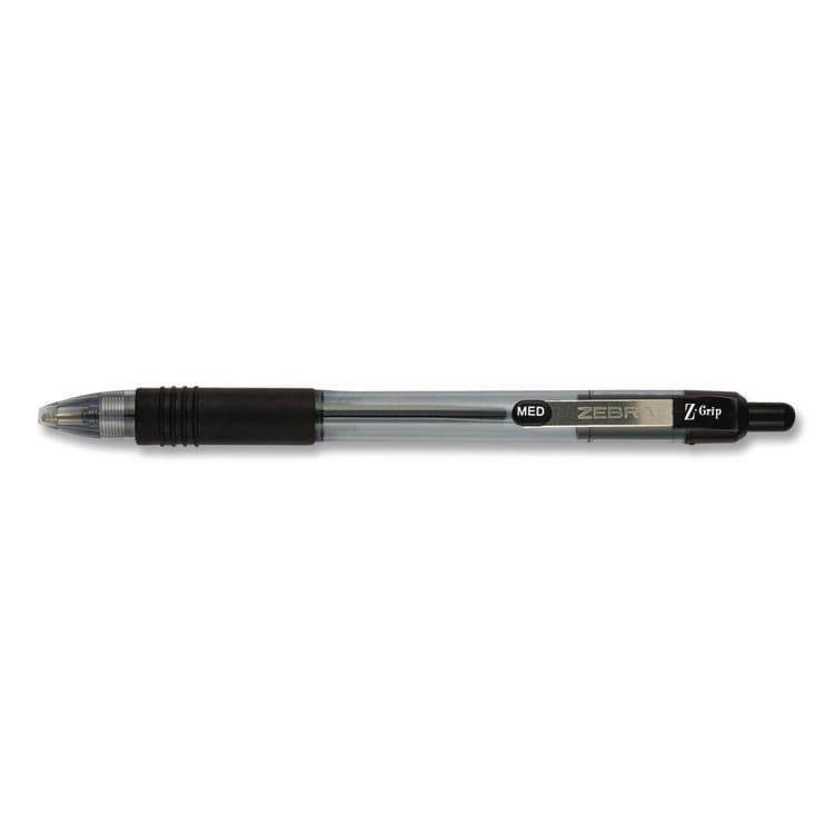 ZEBRA PEN CORP. Z-Grip Ballpoint Pen, Retractable, Medium, 1 mm, Black Ink, Clear/Black Barrel, 96/Pack (ZEB22196) thumbnail 2