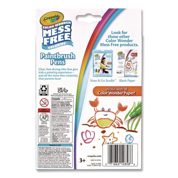 BINNEY & SMITH / CRAYOLA Color Wonder Paintbrush Pens, Assorted Colors, 8/Pack (CYO752858) thumbnail 2