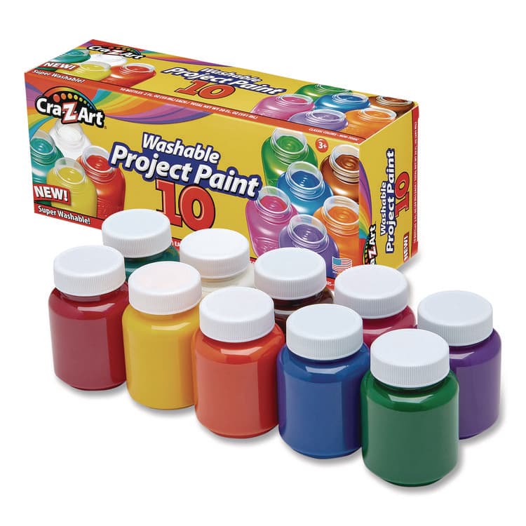 LAROSE INDUSTRIES, LLC Washable Project Paints, 10 Assorted Colors, 2 oz Bottles, 10/Pack (CZA106014) thumbnail 2