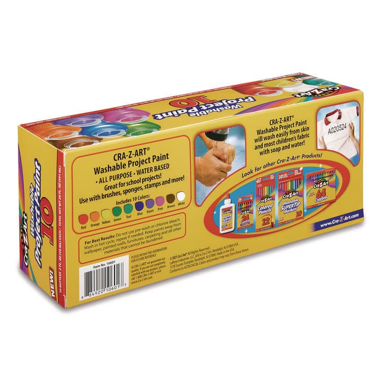 LAROSE INDUSTRIES, LLC Washable Project Paints, 10 Assorted Colors, 2 oz Bottles, 10/Pack (CZA106014) thumbnail 4