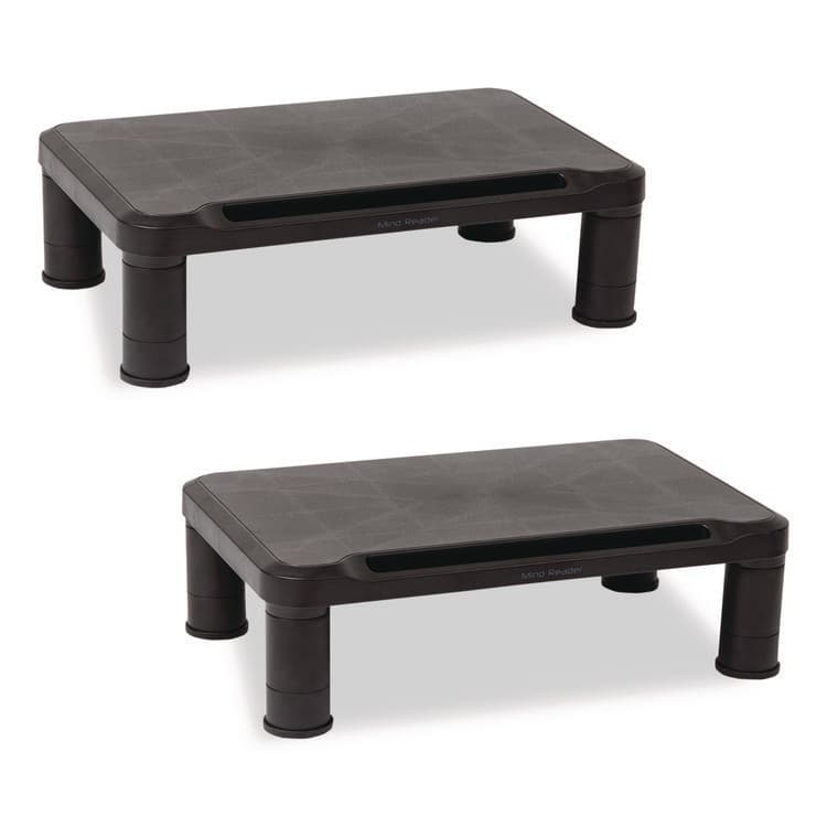 EMS MIND READER LLC Adjustable Rectangular Monitor Stand, 14.5" x 10.5" x 2.5" to 5.25", Black, Supports 50 lb, 2/Pack (EMS2SMPLMONBLK)