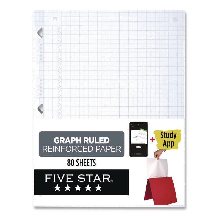 MEAD PRODUCTS Reinforced Filler Paper Plus Study App, 3-Hole, 8.5 x 11, Quadrille Rule, 80/Pack (FVS170122170036)