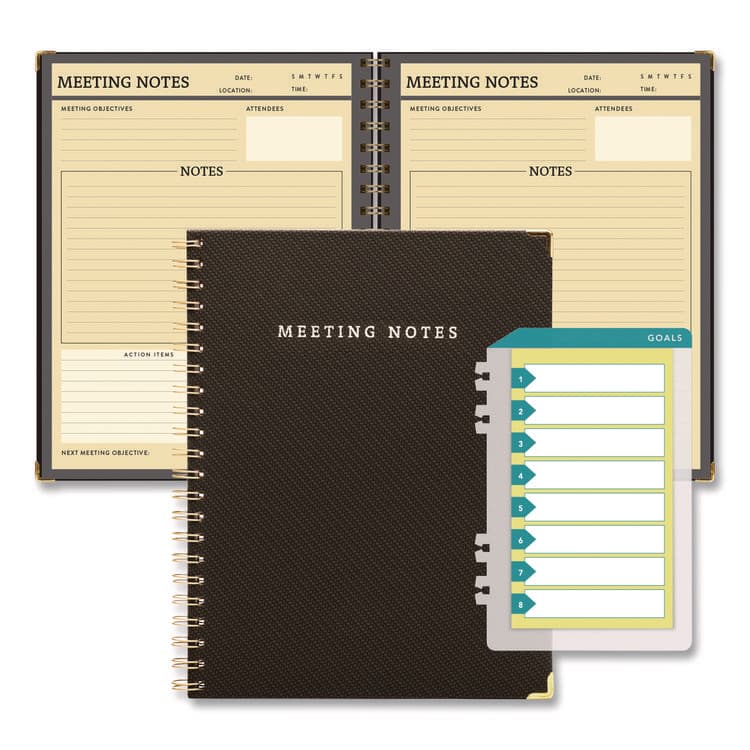 EXCELLO GLOBAL PRODUCTS Meeting Notes Book, Space for Up to 159 Meetings, Meeting-Minutes/Notes Format, Black/Gold Cover, (80) 11 x 8.5 Sheets (GPUSPLS0118BK) thumbnail 2
