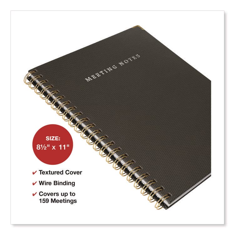 EXCELLO GLOBAL PRODUCTS Meeting Notes Book, Space for Up to 159 Meetings, Meeting-Minutes/Notes Format, Black/Gold Cover, (80) 11 x 8.5 Sheets (GPUSPLS0118BK) thumbnail 3