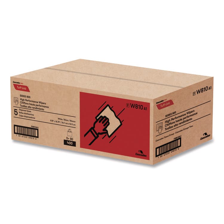 CASCADES TISSUE GROUP Tuff-Job Spunlace Towels, 1-Ply, 9.75 x 16.75, White, 80 Sheets/Box, 5 Boxes/Carton (CSDW810) thumbnail 3