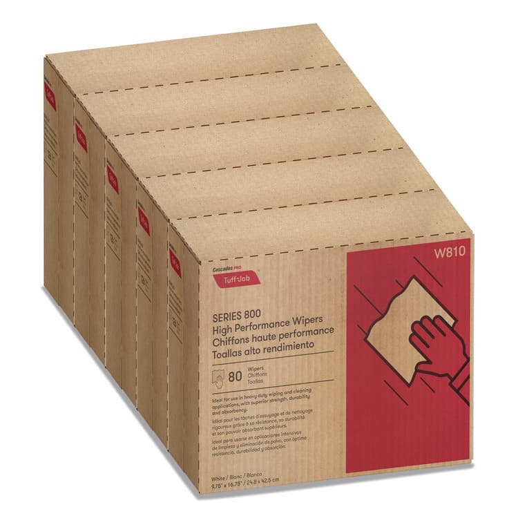 CASCADES TISSUE GROUP Tuff-Job Spunlace Towels, 1-Ply, 9.75 x 16.75, White, 80 Sheets/Box, 5 Boxes/Carton (CSDW810) thumbnail 4