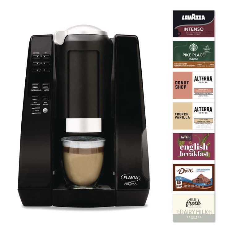 LAVAZZA Aroma Brewer, with 134 Assorted Drinks Bundle, Black (LAVMDR10020)