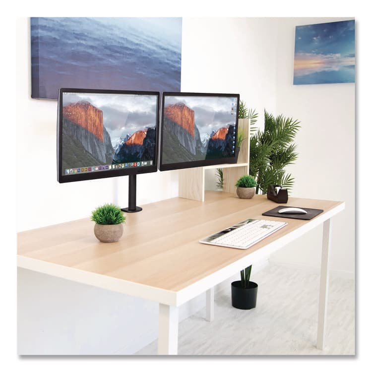 MOUNT-IT! Full Motion Dual Monitor Desktop Mount, For 17" to 27" Monitors, 360 Degree Rotation, +/-90 Degree Tilt, Black, Supports 22lb (MNIMI2752) thumbnail 2