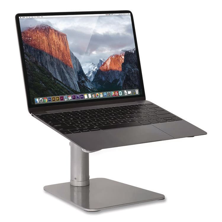MOUNT-IT! Adjustable Height Laptop Riser, 10" x 10.5" Platform, Silver/Black, Supports Up to 33 lbs (MNIMI7271) thumbnail 2