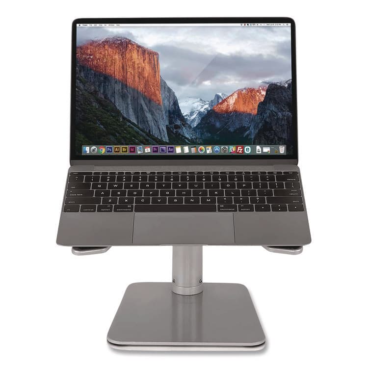 MOUNT-IT! Adjustable Height Laptop Riser, 10" x 10.5" Platform, Silver/Black, Supports Up to 33 lbs (MNIMI7271) thumbnail 3