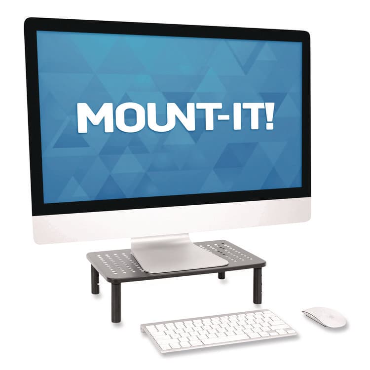 MOUNT-IT! Adjustable Desktop Monitor Riser, For Up to 32" Monitors, 14.57" x 9.25" x 5.51", Black, Supports 44 lb (MNIMI7363) thumbnail 2