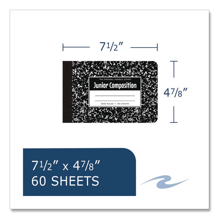 ROARING SPRING PAPER PRODUCTS Junior Composition Notebook, Wide/Legal Rule, Black Marble Cover, (60) 4.88 x 7.5 Sheets (ROA77122) thumbnail 2
