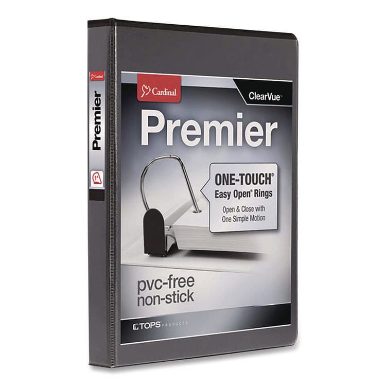CARDINAL BRANDS . Premier Easy Open ClearVue Locking Slant-D Ring Binder, 3 Rings, 1" Capacity, 11 x 8.5, Black (CRD10301)