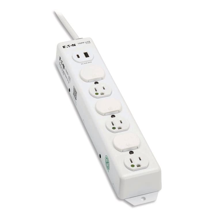 EATON CORPORATION Safe-IT Medical-Grade Power Strip with Antimicrobial Protection, 6 Hospital-Grade Outlets, USB Charging, 2 ft Cord, White (TRPPS602HGUSB) thumbnail 4
