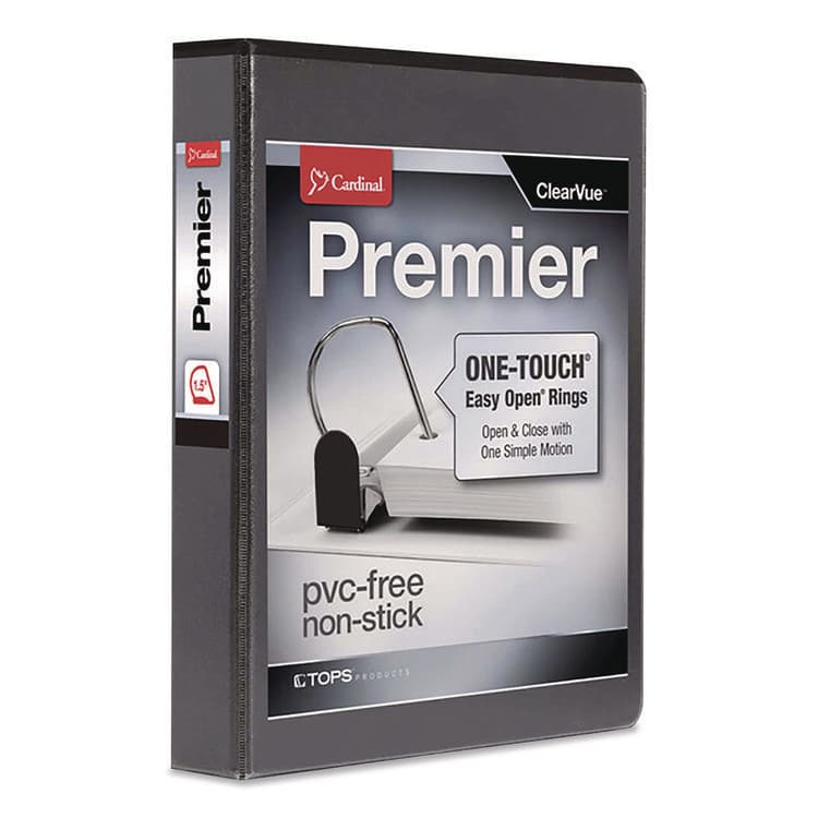 CARDINAL BRANDS . Premier Easy Open ClearVue Locking Slant-D Ring Binder, 3 Rings, 1.5" Capacity, 11 x 8.5, Black (CRD10311)