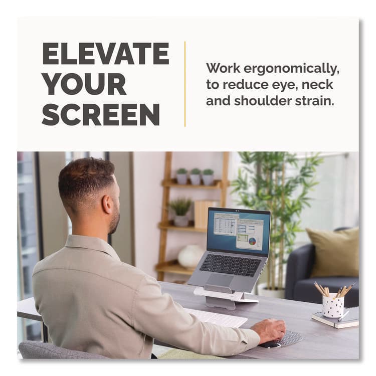 FELLOWES MFG. CO. Breyta Laptop Stand, 9.25" x 10.55" x 0.55" - 8", White, Supports Up to 8.8 lbs (FEL100098501) thumbnail 2