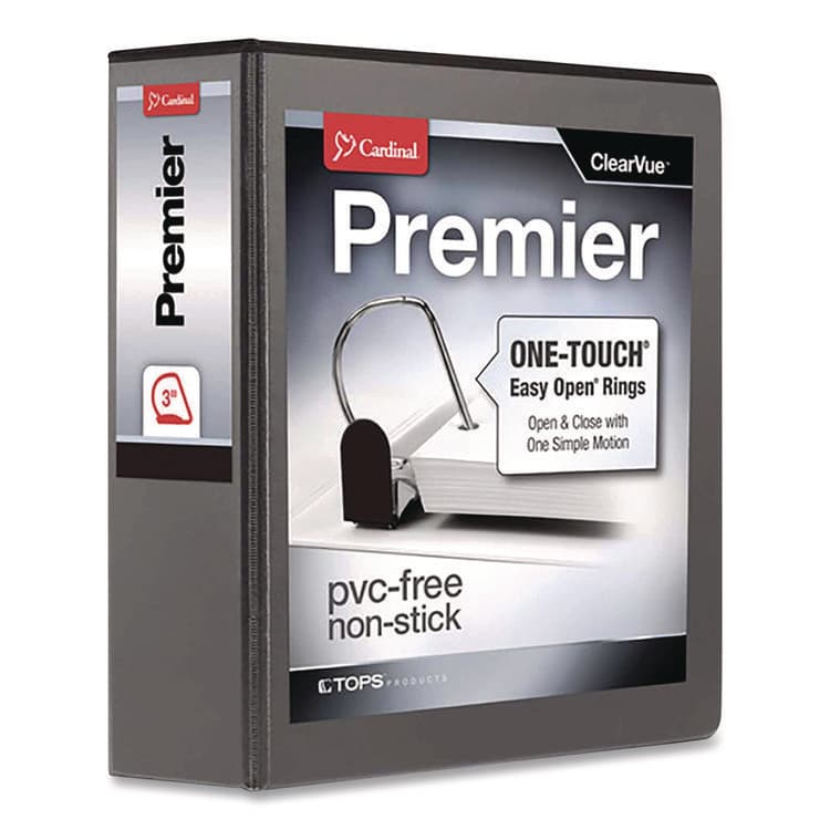CARDINAL BRANDS . Premier Easy Open ClearVue Locking Slant-D Ring Binder, 3 Rings, 3" Capacity, 11 x 8.5, Black (CRD10331)