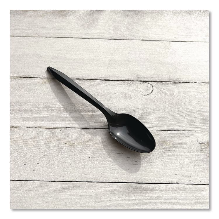 BOARDWALK Mediumweight Polypropylene Cutlery, Spoon, Plastic, Black, 1,000/Carton (BWKSPOONBLPP) thumbnail 4