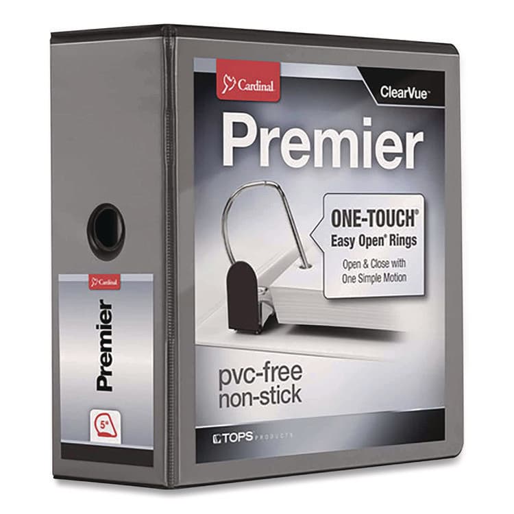 CARDINAL BRANDS . Premier Easy Open ClearVue Locking Slant-D Ring Binder, 3 Rings, 5" Capacity, 11 x 8.5, Black (CRD10351)