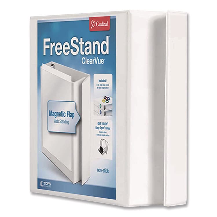 CARDINAL BRANDS . FreeStand Easy Open Locking Slant-D Ring Binder, 3 Rings, 2" Capacity, 11 x 8.5, White (CRD43120)