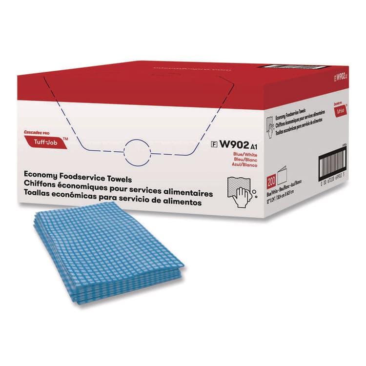 CASCADES TISSUE GROUP Tuff-Job Foodservice Towels, 12 x 24, Blue/White, 200/Carton (CSDW902)