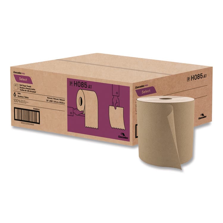 CASCADES TISSUE GROUP Select Roll Paper Towels, 1-Ply, 7.9" x 800 ft, Natural, 6/Carton (CSDH085)