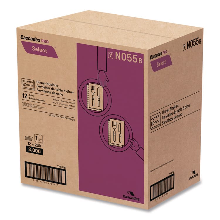 CASCADES TISSUE GROUP Select Dinner Napkins, 1-Ply, 16 x 15.5, Natural Brown, 250/Pack, 12 Packs/Carton (CSDN055) thumbnail 3