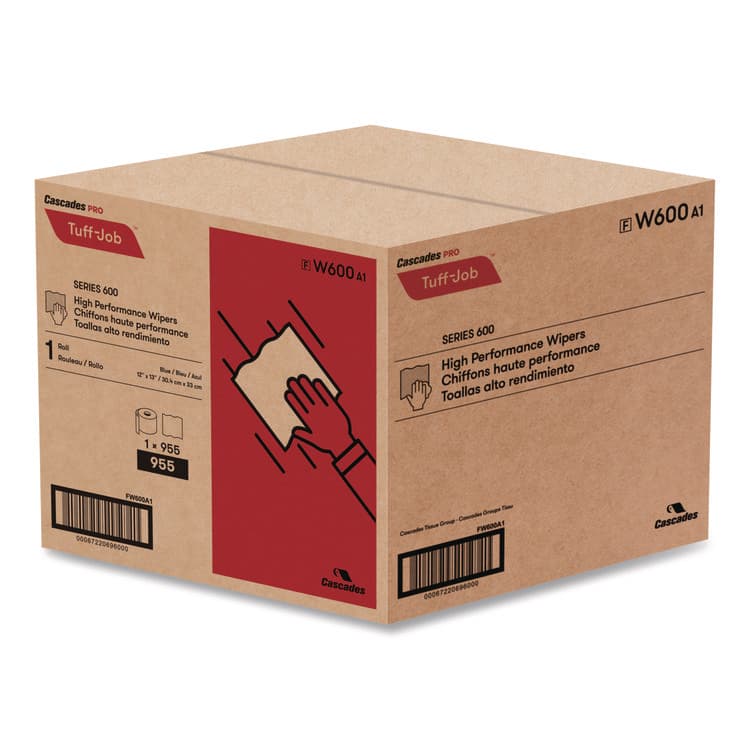 CASCADES TISSUE GROUP Tuff-Job Spunlace Towels, Blue, Jumbo Roll, 12 x 13, 955/Roll (CSDW600) thumbnail 3