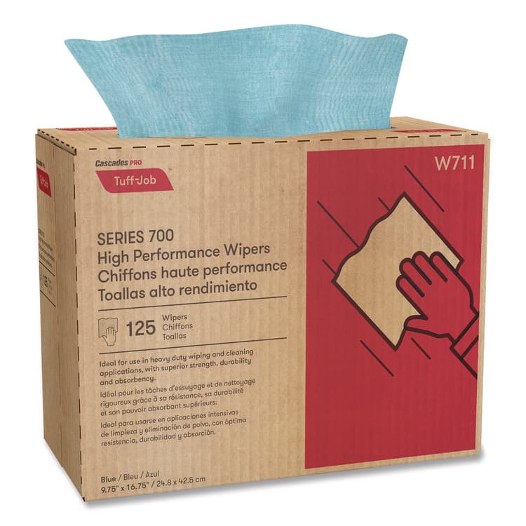 CASCADES TISSUE GROUP Tuff-Job S700 High Performance Wipers, Blue, 9.75 x 16.75, 125/Box, 6 Boxes/Carton (CSDW711) thumbnail 2