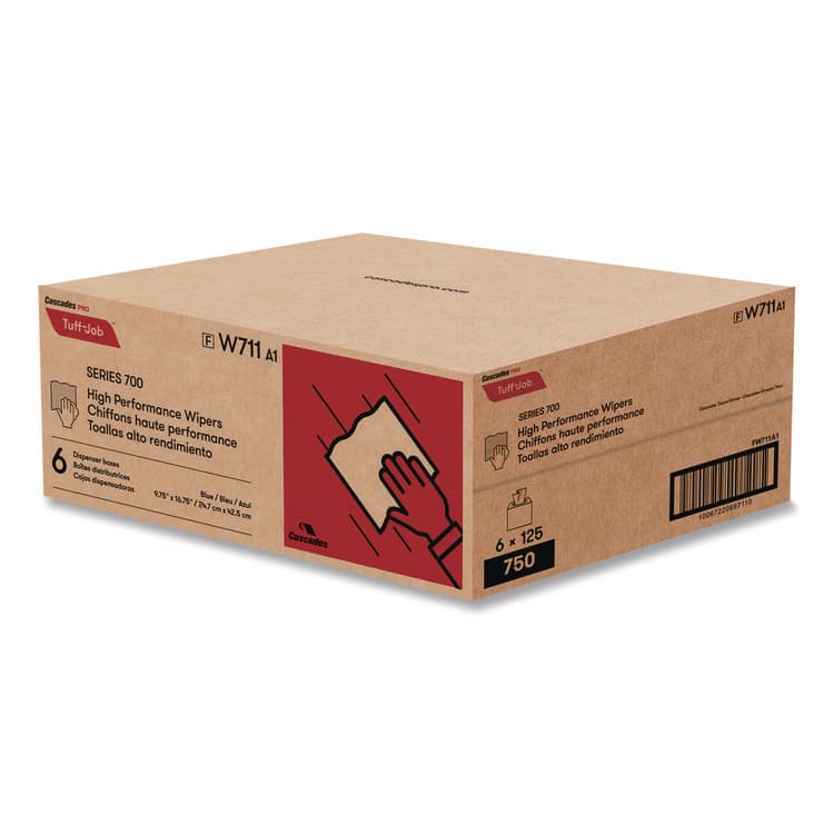 CASCADES TISSUE GROUP Tuff-Job S700 High Performance Wipers, Blue, 9.75 x 16.75, 125/Box, 6 Boxes/Carton (CSDW711) thumbnail 3