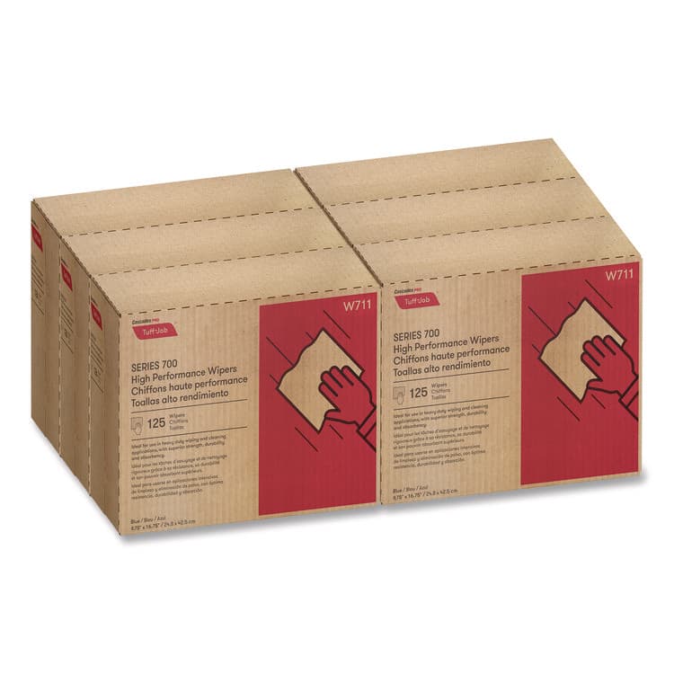 CASCADES TISSUE GROUP Tuff-Job S700 High Performance Wipers, Blue, 9.75 x 16.75, 125/Box, 6 Boxes/Carton (CSDW711) thumbnail 4