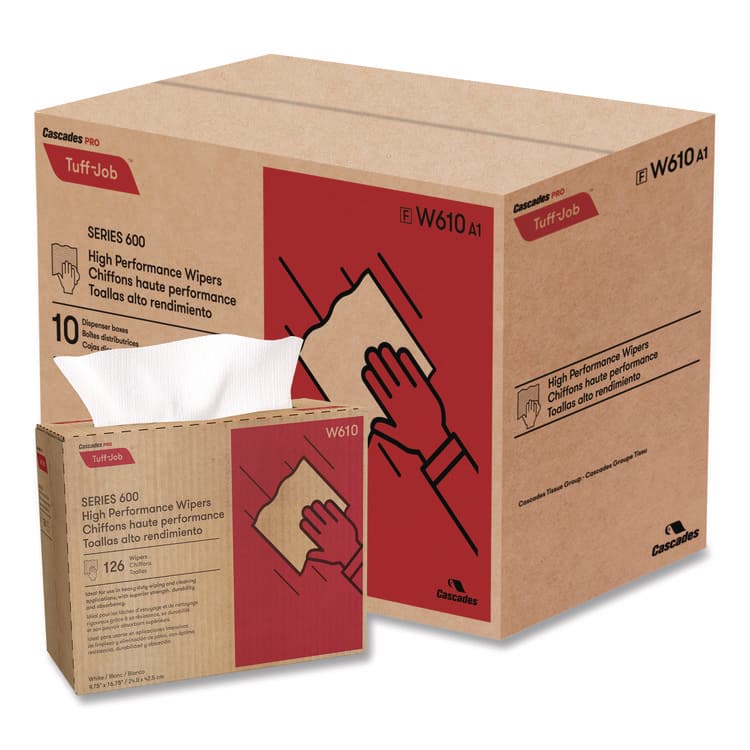 CASCADES TISSUE GROUP Tuff-Job S600 High Performance Wipers, 9 3/4 x 16 3/4, 126/Box, 10 Box/Carton (CSDW610)