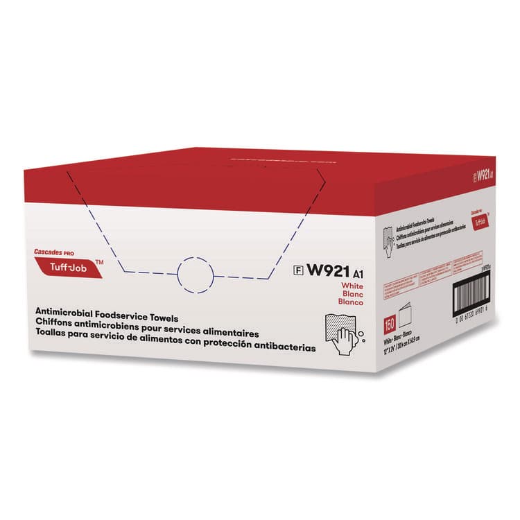 CASCADES TISSUE GROUP Tuff-Job S900 Antimicrobial Foodservice Towels, 12 x 24, White/Red, 150/Carton (CSDW921) thumbnail 3