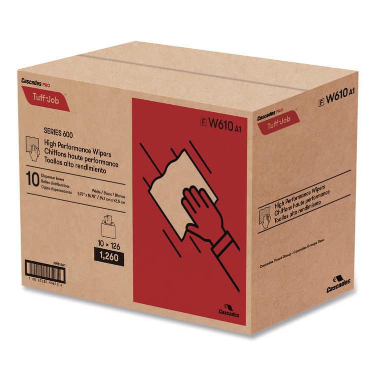 CASCADES TISSUE GROUP Tuff-Job S600 High Performance Wipers, 9 3/4 x 16 3/4, 126/Box, 10 Box/Carton (CSDW610) thumbnail 3
