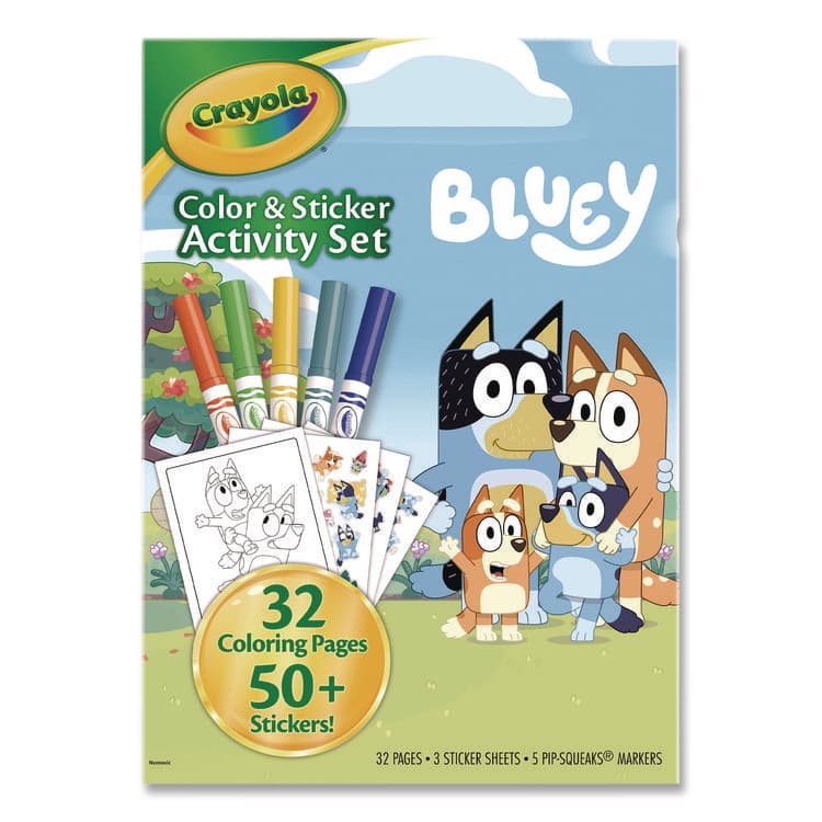 BINNEY & SMITH / CRAYOLA Bluey Color and Sticker Activity Set, Includes Five Markers, Ages 3 and Up, 32 Pages (CYO42743)