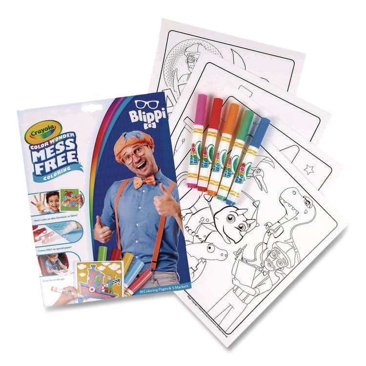 BINNEY & SMITH / CRAYOLA Blippi Color Wonder Kit, Includes Five Markers, Ages 3 and Up, 18 Pages (CYO752726)