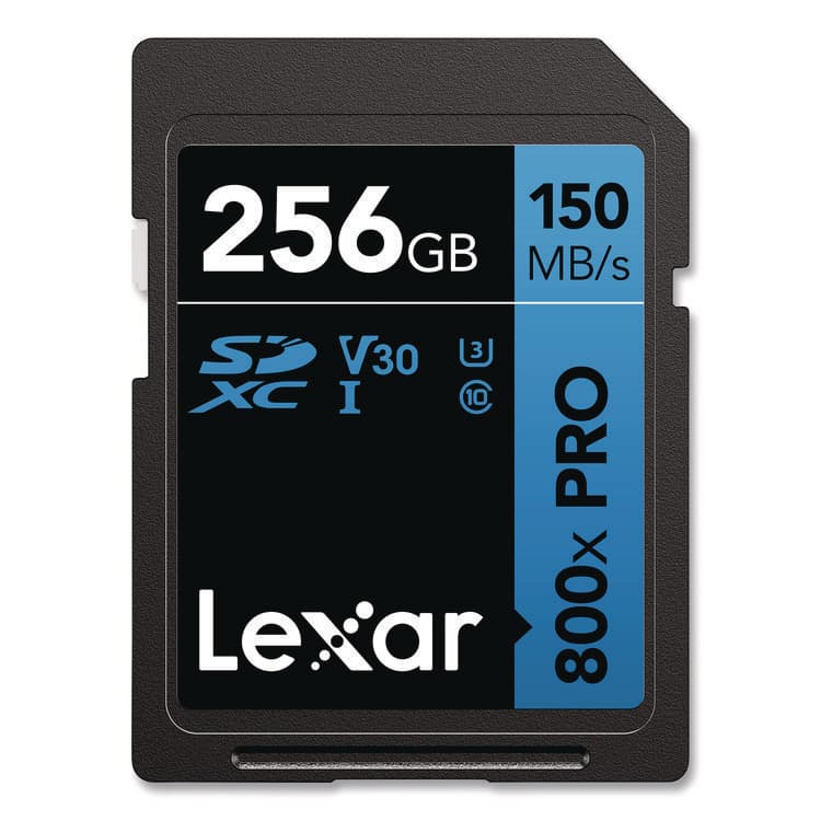 LEXAR MEDIA . High-Performance PRO BLUE Series SDXC Memory Card, UHS-I V30 U1 Class 10, 256 GB (LXRLSD800P256GB)