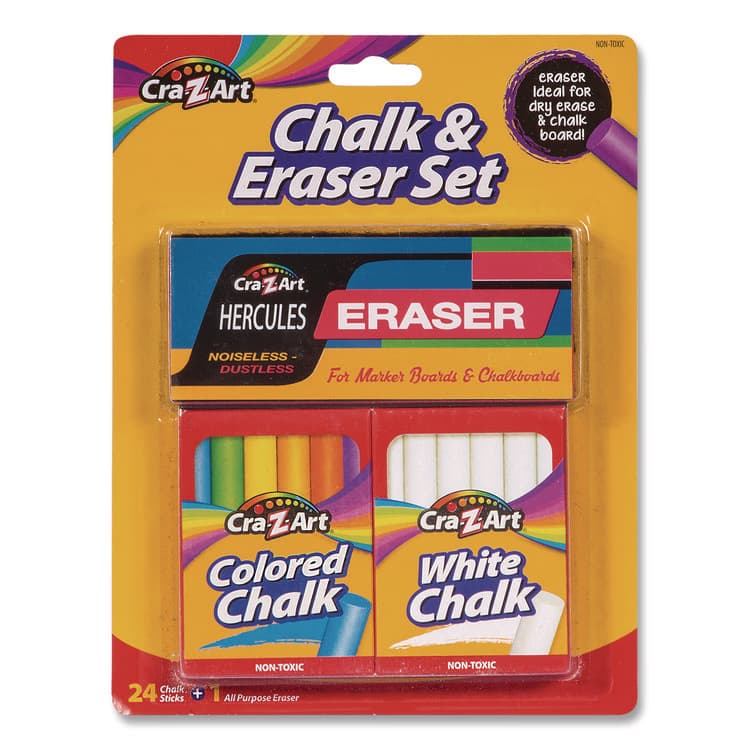 LAROSE INDUSTRIES, LLC Chalk and Eraser Set, (12) White/(12) Assorted (CZA1087424)
