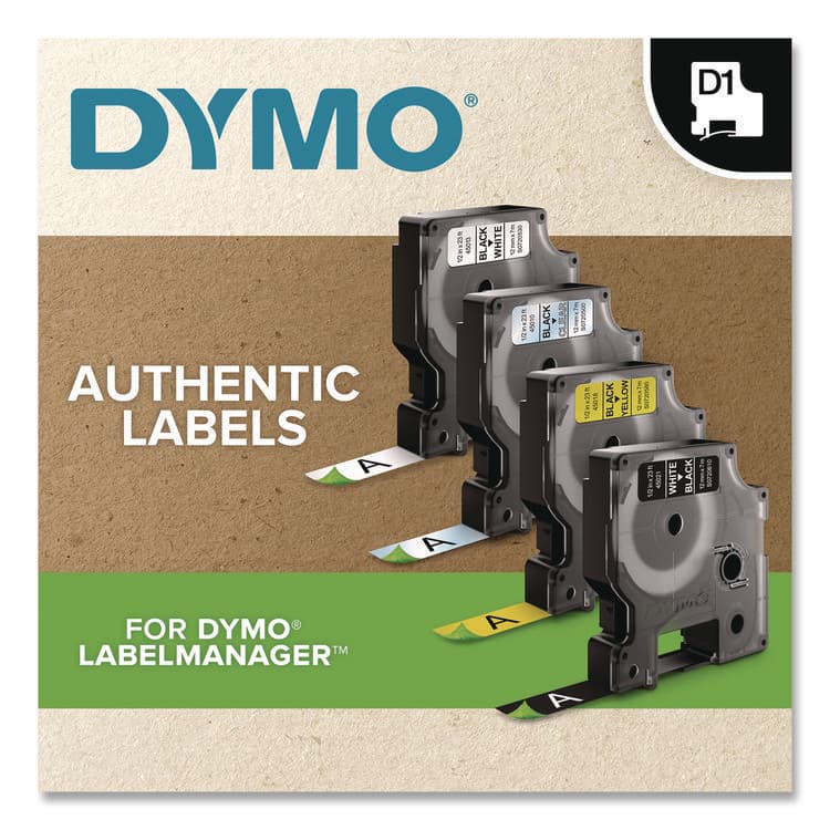 DYMO D1 Standard Labels, 0.5" x 23 ft, Black Print on White Tape, 2/Pack (DYM1926208) thumbnail 3