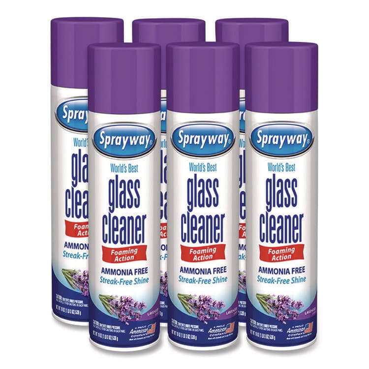 PLZ CORP Glass Cleaner, Lavender, 19 oz Aerosol Spray, 6/Carton (CGCSW5029)