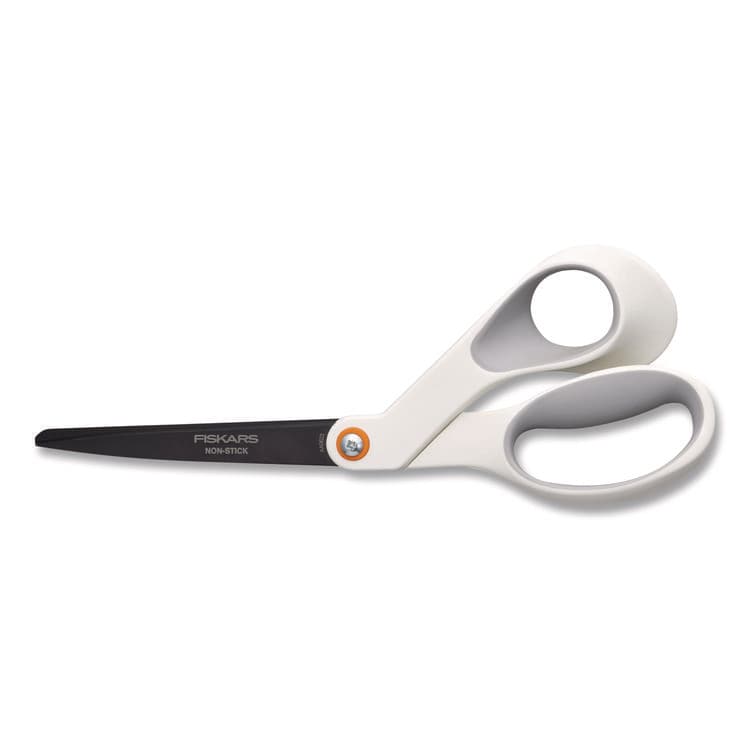 FISKARS MANUFACTURING CORP Premier SoftGrip Nonstick Scissors, 9.75" Long, 8" Cut Length, Offset White Handle (FSK1069764)