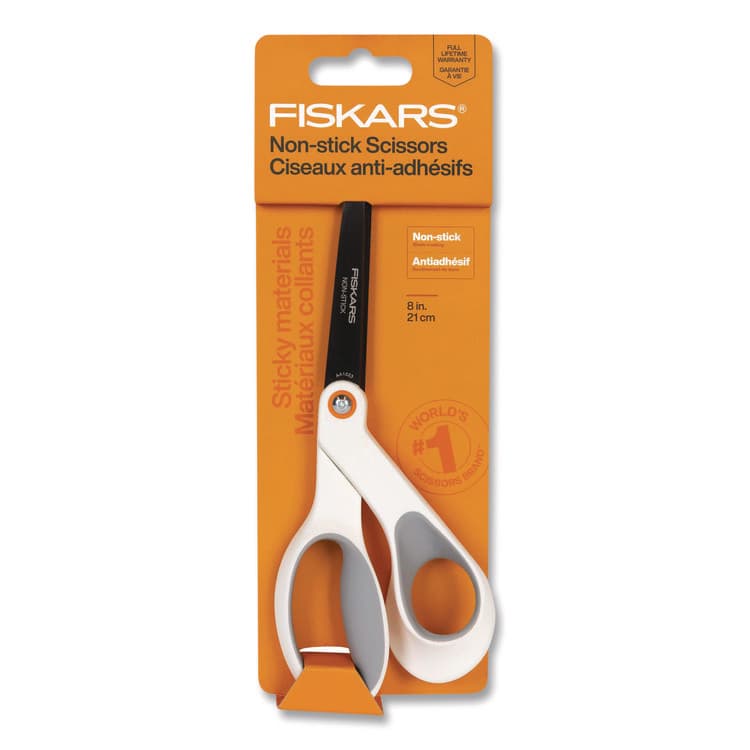 FISKARS MANUFACTURING CORP Premier SoftGrip Nonstick Scissors, 9.75" Long, 8" Cut Length, Offset White Handle (FSK1069764) thumbnail 2