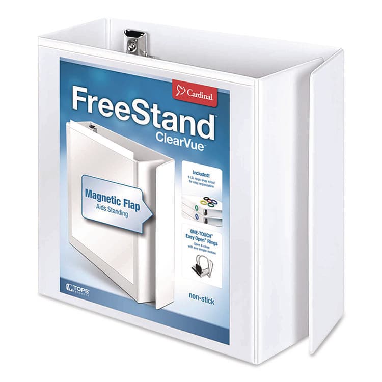 CARDINAL BRANDS . FreeStand Easy Open Locking Slant-D Ring Binder, 3 Rings, 5" Capacity, 11 x 8.5, White (CRD43150)
