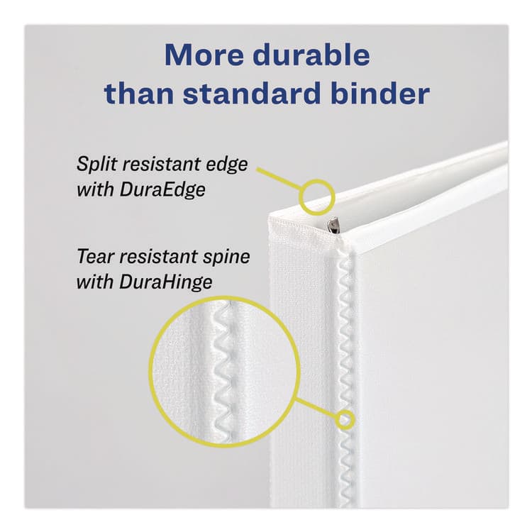 AVERY PRODUCTS CORPORATION Durable View Binder with DuraHinge and EZD Rings, 3 Rings, 1" Capacity, 11 x 8.5, White, 12/Carton (9301) (AVE09301CT) thumbnail 4