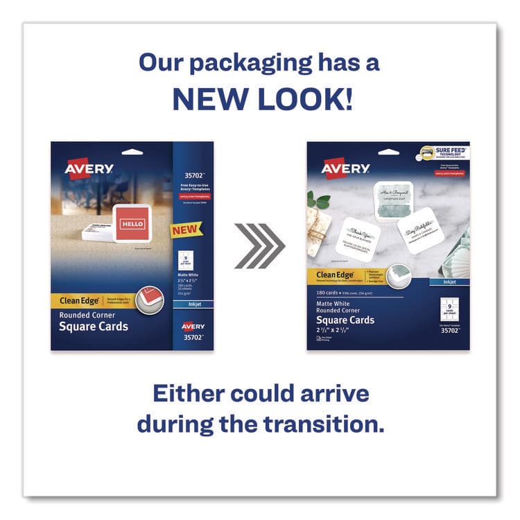 AVERY PRODUCTS CORPORATION Clean Edge Square Cards, Inkjet, 2.5 x 2.5, 9 Cards/Sheet, 20 Sheets/Pack (AVE35702) thumbnail 2